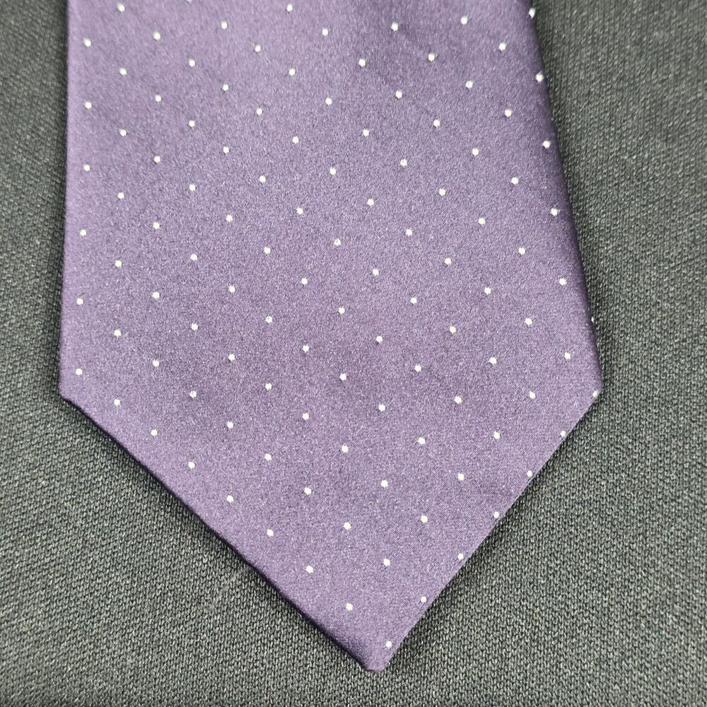 Executive Collection Men's Purple White Polka Dot Tie Polyester Silk Blend